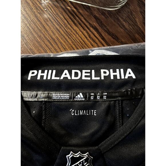 Flyers Jersey -New Sz:52 Customized "Juicy J" #18 NHL Hockey Adidas Black/Orange - Picture 4 of 5